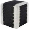 Pouf-Blanket Stitch Navy And White