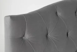 Bella California King Velvet Upholstered Headboard -Home Furniture 257072 grey fabric bed component detail 44