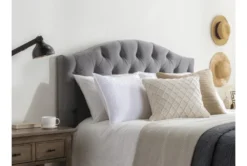 Bella California King Velvet Upholstered Headboard -Home Furniture 257072 grey fabric headboard room 46