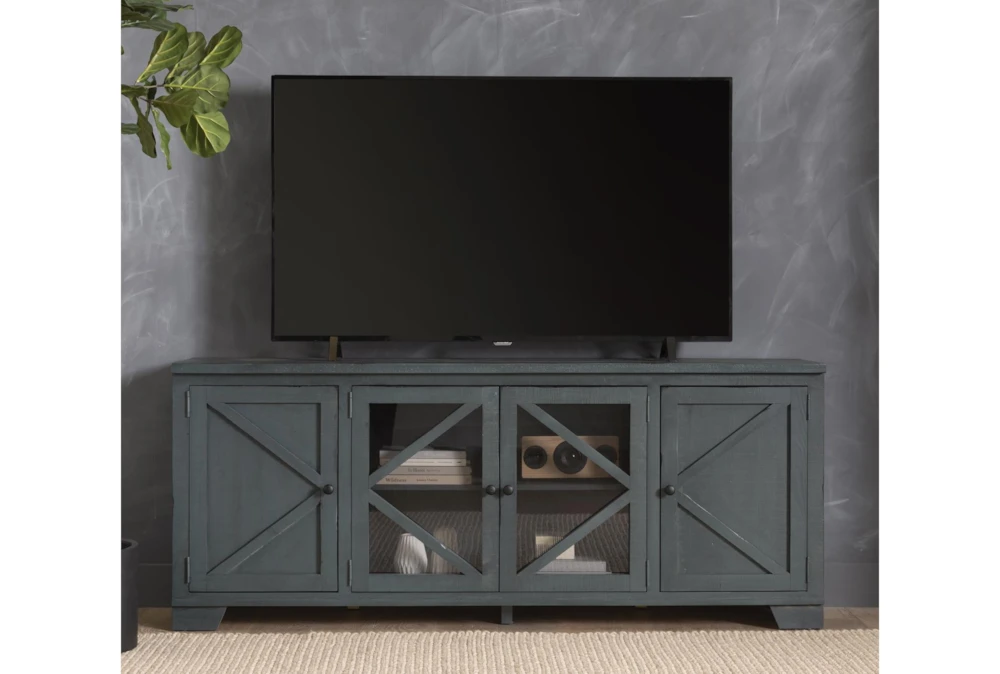 Sinclair Blue Lagoon 78" TV Stand With Glass Doors 7 Sinclair Blue Lagoon 78" TV Stand With Glass Doors - Image 7