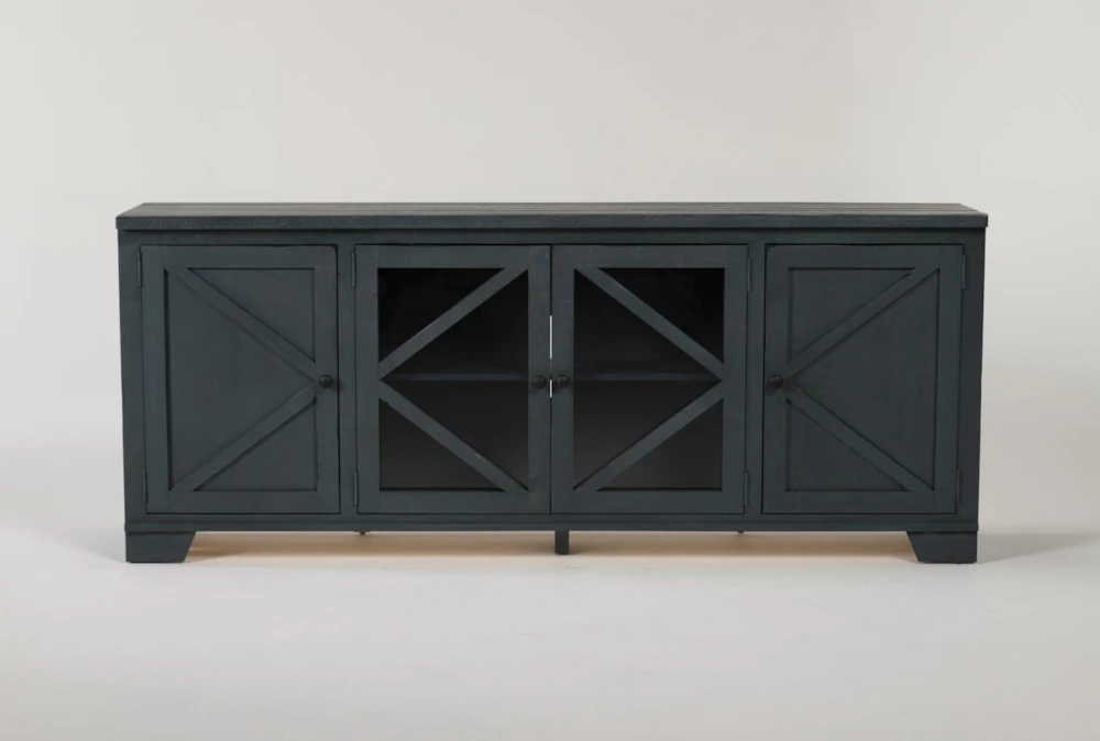 Sinclair Blue Lagoon 78" TV Stand With Glass Doors 1 Sinclair Blue Lagoon 78" TV Stand With Glass Doors