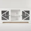 Sinclair II White 68" TV Stand With Glass Doors