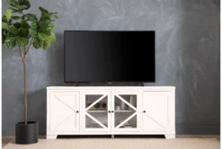 Sinclair II White 78" TV Stand With Glass Doors -Home Furniture 258164 white wood media console room 48
