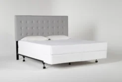Baxton King Upholstered Headboard With Metal Bed Frame -Home Furniture 258386 grey fabric bed v2 side 02