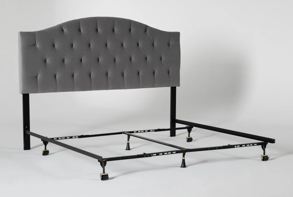 Bella California King Velvet Upholstered Headboard With Metal Bed Frame 2 Bella California King Velvet Upholstered Headboard With Metal Bed Frame - Image 2