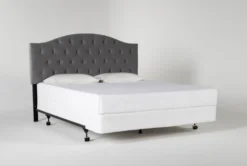 Bella California King Velvet Upholstered Headboard With Metal Bed Frame 8 Bella California King Velvet Upholstered Headboard With Metal Bed Frame -Home Furniture 258388 grey fabric bed v2 side 02