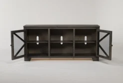 Sinclair II Grey 68" TV Stand With Glass Doors -Home Furniture 258742 grey wood media console front 02