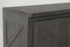 Sinclair II Grey 78" TV Stand With Glass Doors -Home Furniture 258743 grey wood media console detail 44