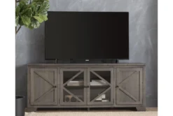 Sinclair II Grey 78" TV Stand With Glass Doors -Home Furniture 258743 grey wood media console room 85