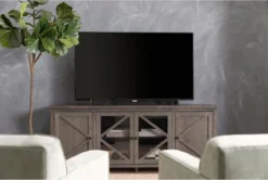 Sinclair II Grey 78" TV Stand With Glass Doors -Home Furniture 258743 grey wood media console room 86