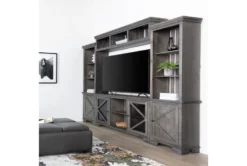 Sinclair II Grey 118" 3 Piece Entertainment Center With Glass Doors -Home Furniture 260050 grey wood media wallentertainment center room 46