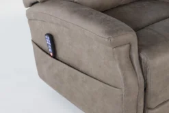 Thorpe Mocha Power Lift Recliner With Power Headrest -Home Furniture 260879 brown polyester lift detail 45