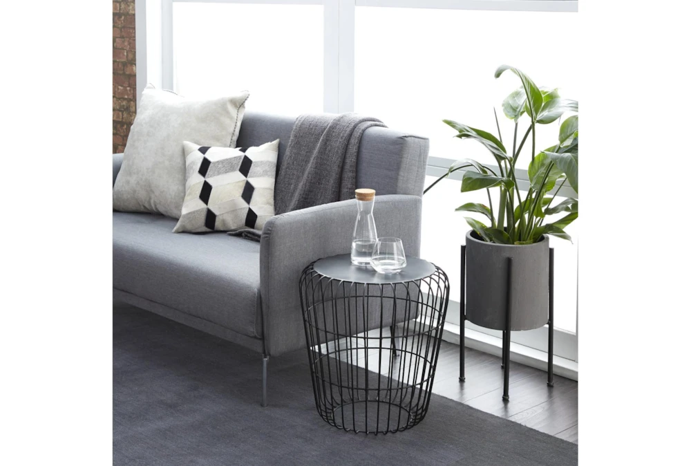 18" Grey Outdoor Metal Accent Table 4 18" Grey Outdoor Metal Accent Table - Image 4