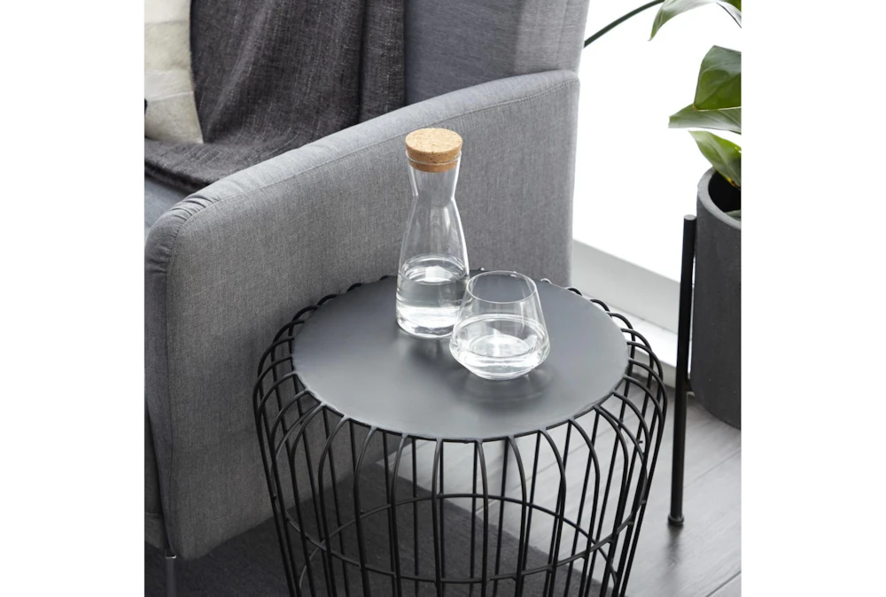 18" Grey Outdoor Metal Accent Table 5 18" Grey Outdoor Metal Accent Table - Image 5
