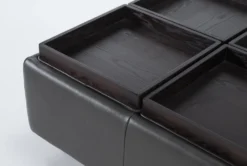 Dorian Leather Storage Cocktail Ottoman -Home Furniture 262299 grey leather cocktail ottoman detail 44