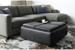 Dorian Leather Storage Cocktail Ottoman -Home Furniture 262299 grey leather cocktail ottoman room 60