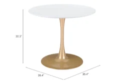 Opera White + Gold 35" Round Dining Table -Home Furniture 262531 white mdf dining table detail 49