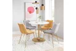 Opera White + Gold 35" Round Dining Table -Home Furniture 262531 white mdf dining table room 85