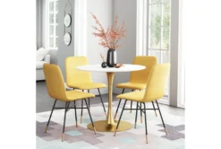 Opera White + Gold 35" Round Dining Table -Home Furniture 262531 white mdf dining table room 86