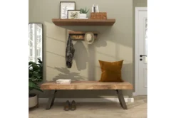 63" Industrial Metal And Wood Bench -Home Furniture 262744 brown wood dining bench room 85 1