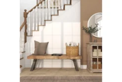 63" Industrial Metal And Wood Bench -Home Furniture 262744 brown wood dining bench room 86