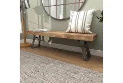 63" Industrial Metal And Wood Bench -Home Furniture 262744 brown wood dining bench room 87