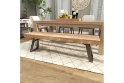 63" Industrial Metal And Wood Bench -Home Furniture 262744 brown wood dining bench room 89