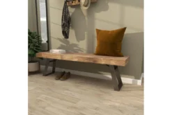 63" Industrial Metal And Wood Bench -Home Furniture 262744 brown wood dining bench room 90