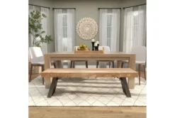 63" Industrial Metal And Wood Bench -Home Furniture 262744 brown wood dining bench room 94 1