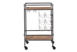 Rolling Industrial Bar Cart -Home Furniture 262760 brown wood bar cart back 82