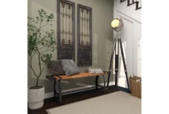 Brown 55" Wood Bench -Home Furniture 262764 brown metal dining bench room 86