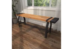 Brown 55" Wood Bench -Home Furniture 262764 brown metal dining bench room 87