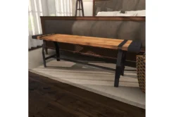 Brown 55" Wood Bench -Home Furniture 262764 brown metal dining bench room 88