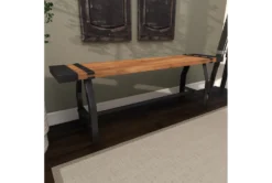 Brown 55" Wood Bench -Home Furniture 262764 brown metal dining bench room 91
