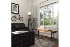 Brown 55" Wood Bench -Home Furniture 262764 brown metal dining bench room 92