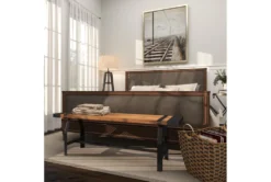Brown 55" Wood Bench -Home Furniture 262764 brown metal dining bench room 93
