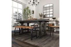 Brown 55" Wood Bench -Home Furniture 262764 brown metal dining bench room 94