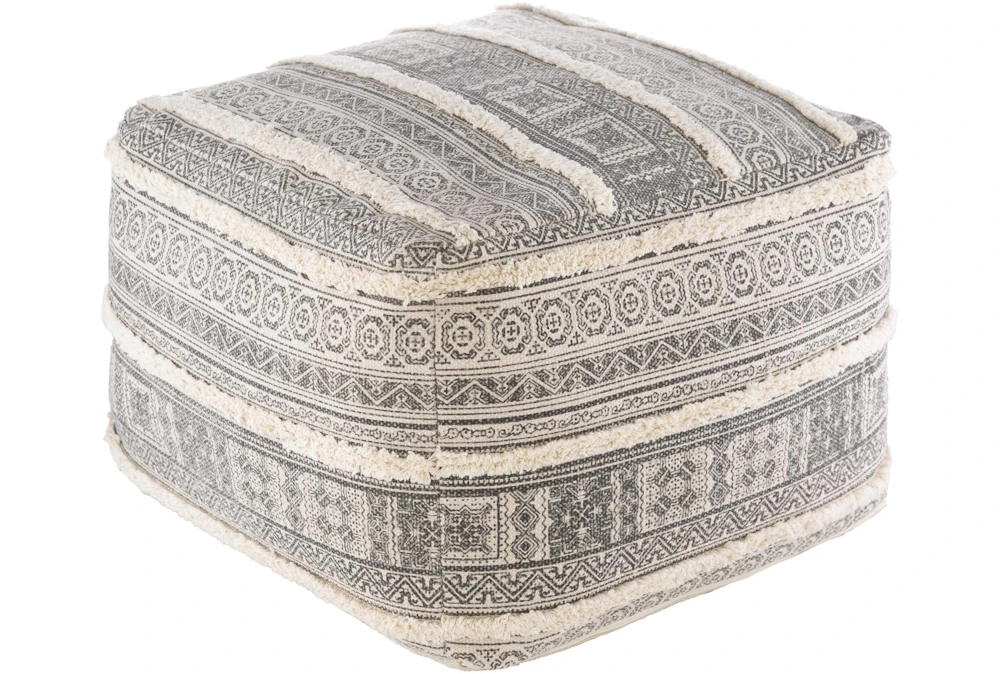 Pouf-Grey Khaki Screen Printed 1 Pouf-Grey Khaki Screen Printed