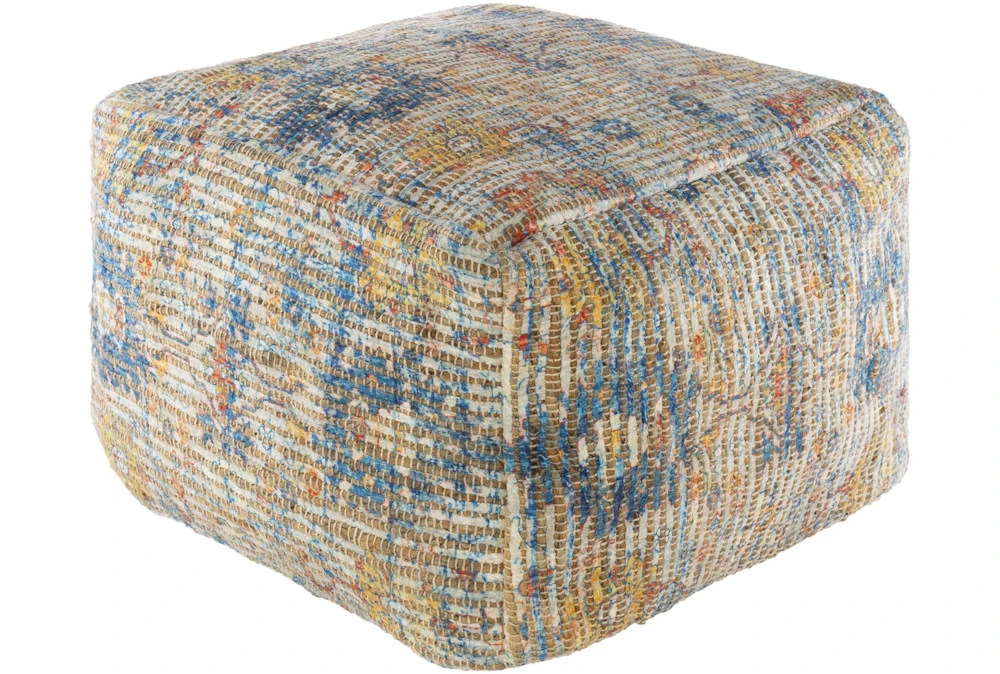 Pouf-Blue Saffron Jute Blend 1 Pouf-Blue Saffron Jute Blend