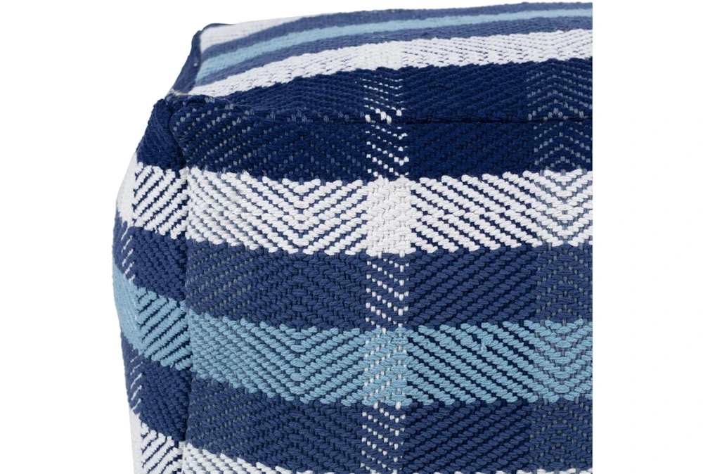 Pouf-Blue White Plaid 3 Pouf-Blue White Plaid - Image 3