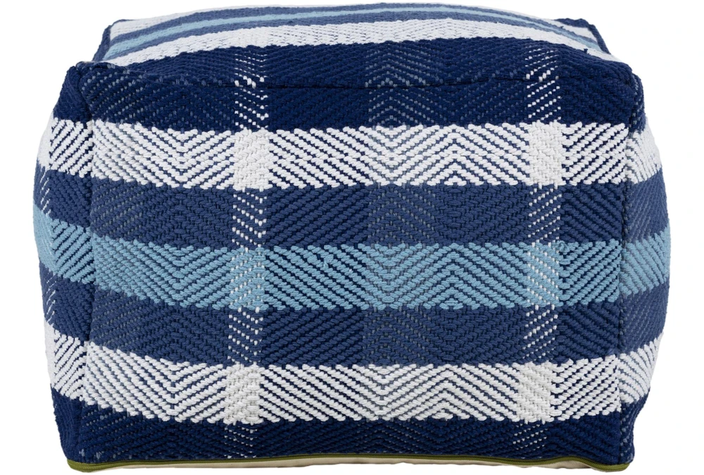 Pouf-Blue White Plaid 2 Pouf-Blue White Plaid - Image 2