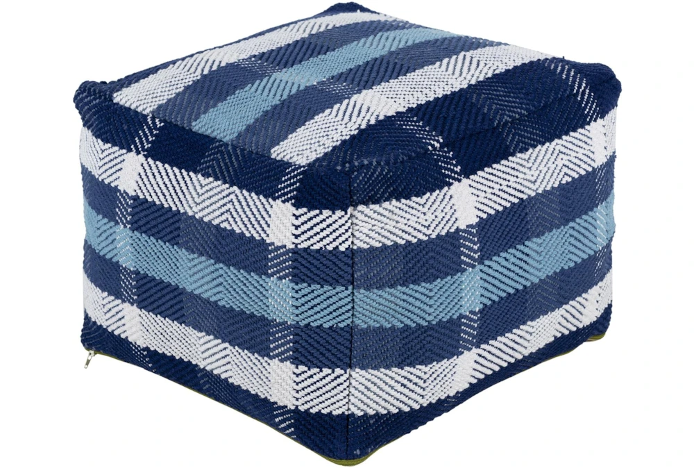 Pouf-Blue White Plaid 1 Pouf-Blue White Plaid