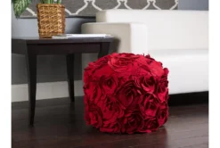Pouf-Red Felted Appliqued Flowers -Home Furniture 262888 fiber room 71