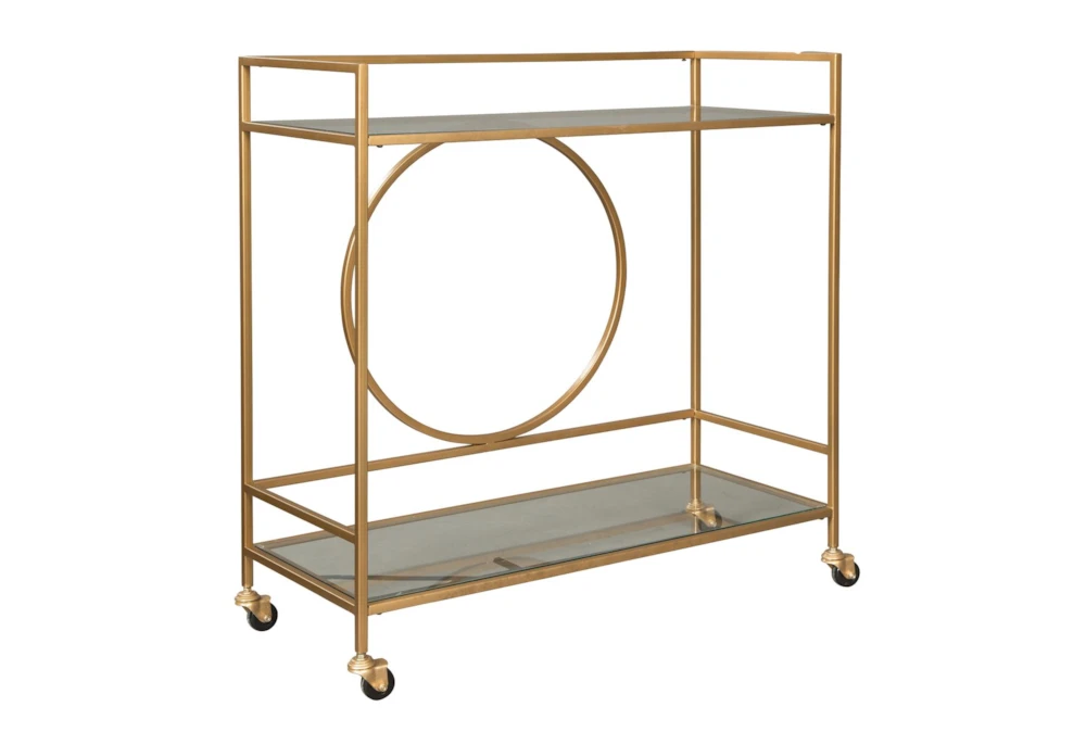 Gold Finish Circle Back Bar Cart 1 Gold Finish Circle Back Bar Cart