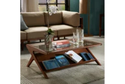 Henrik Glass Coffee Table With Storage -Home Furniture 267468 brown wood coffee table room 85