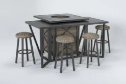 Capri 72" Outdoor Firepit Bar Table With Bar Table And Four Round Barstools 8 Capri 72" Outdoor Firepit Bar Table With Bar Table And Four Round Barstools -Home Furniture 267628 grey wicker bistropub table side 18