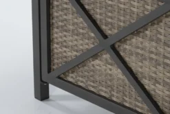 Capri 42" Outdoor Firepit Bar Table With Two Round Barstool -Home Furniture 267632 grey wicker bistropub table detail 45