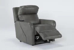 Seville Grey Leather Power Lift Recliner With Heat, Massage, Power Headrest & Lumbar -Home Furniture 267666 grey leather lift side 21