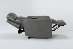 Seville Grey Leather Power Lift Recliner With Heat, Massage, Power Headrest & Lumbar -Home Furniture 267666 grey leather lift side 22
