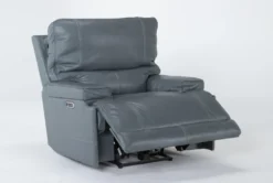 Watkins Blue Leather Power Cordless Recliner With Power Headrest & USB -Home Furniture 268123 recline 23